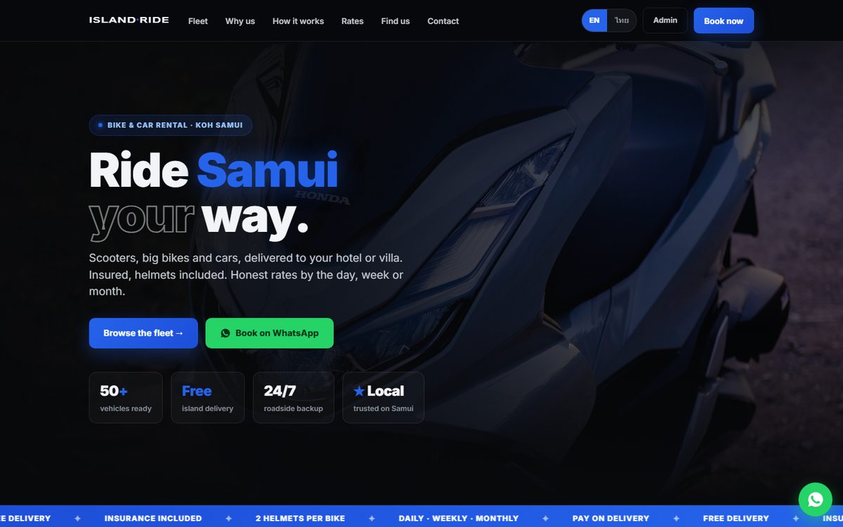 Rental OS demo - booking website and back-office for rental shops